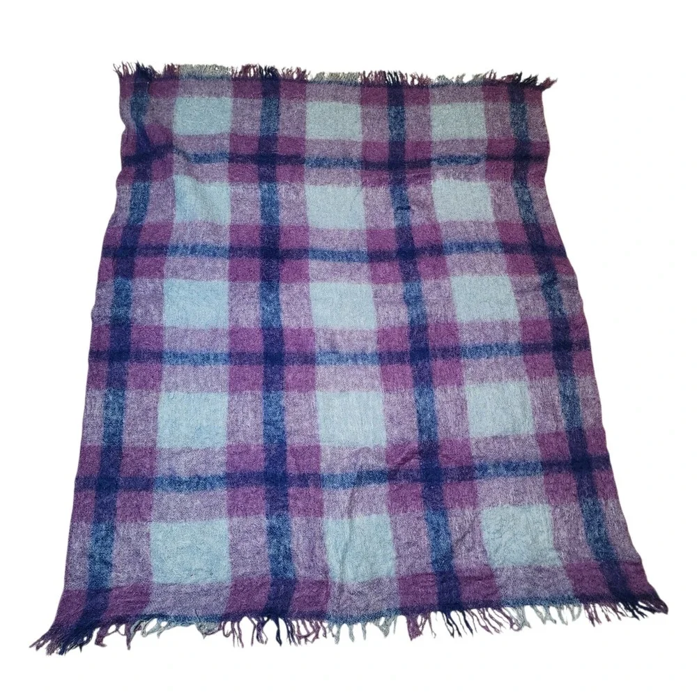 Onkaparinga Empress Mohair Wool Blanket Plaid Vintage Australia 54x66
